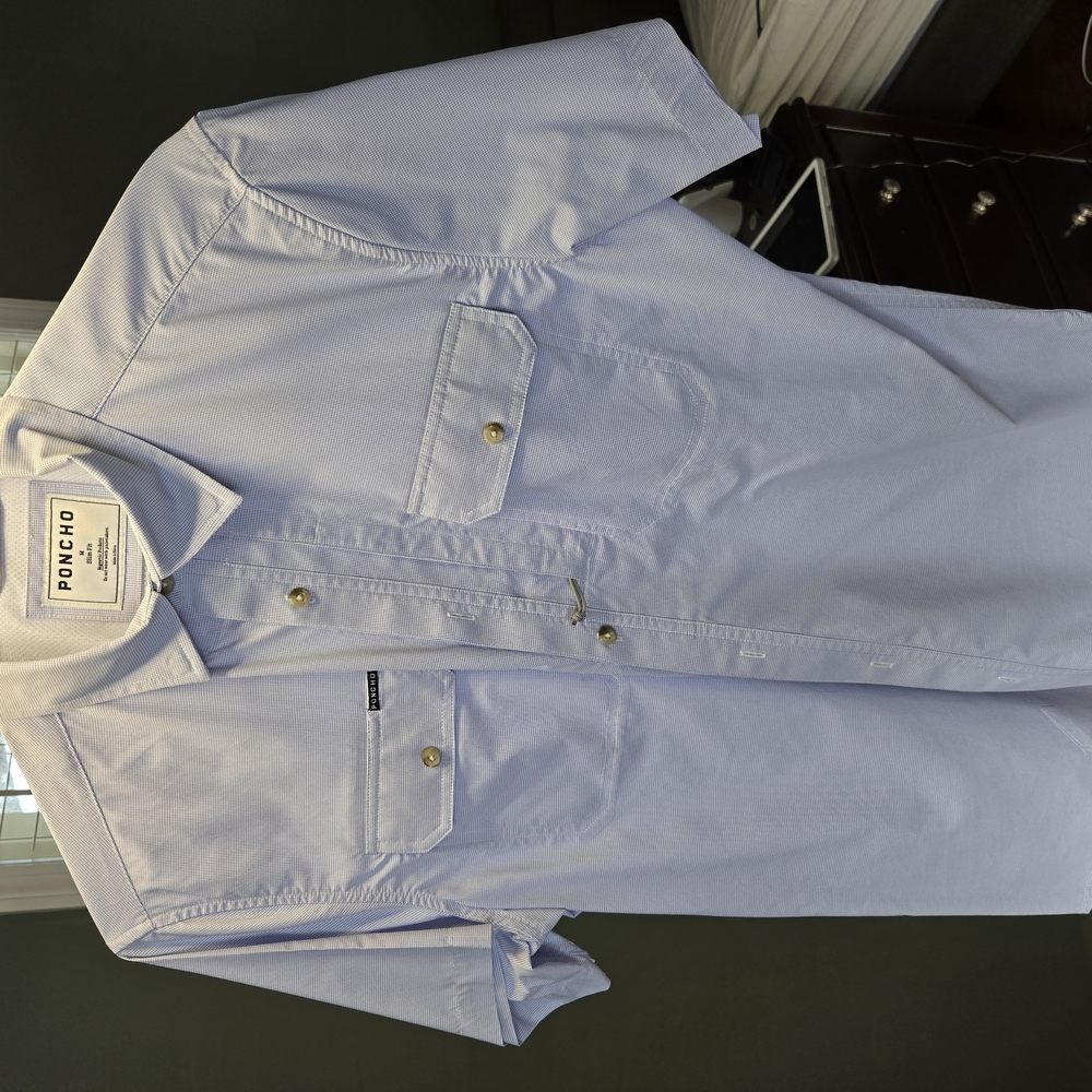 Poncho microcheck medium fishing shirt. Fresh from dry cleaners. Mint.